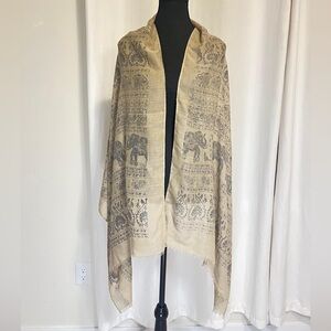 Elegant Tan Elephant Design Pashmina